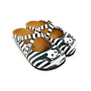 BLACK & WHITE PANDA CLOGS WCAL143